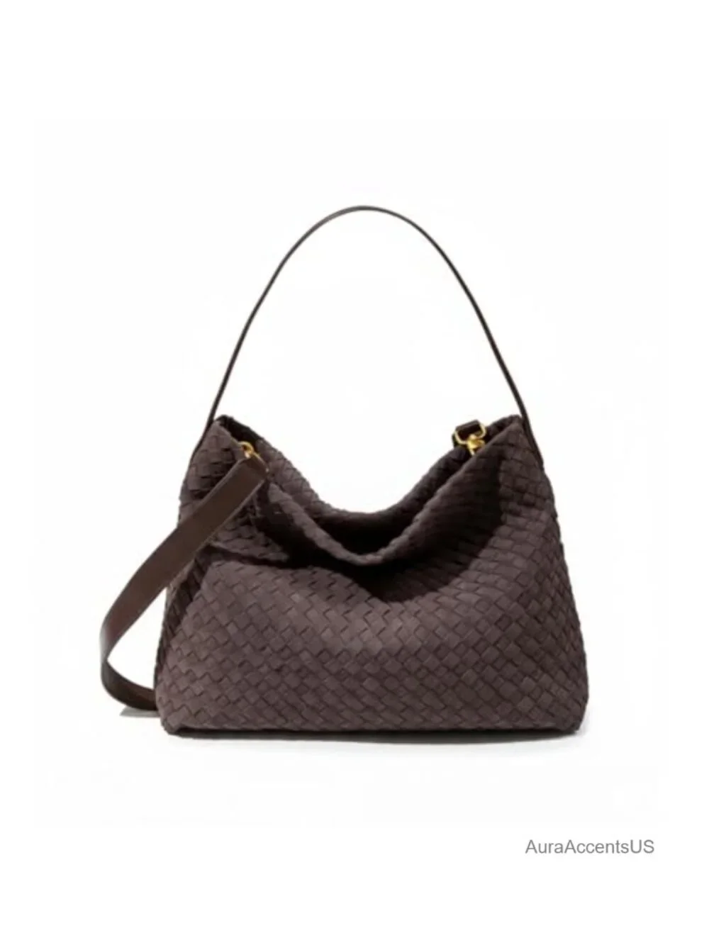 Suede Woven Tote Bag for Women, Roomy Hobo Shoulder Purse
